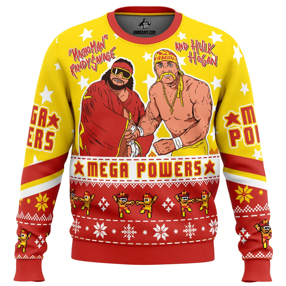 Mega Powers Macho Man Randy Savage and Hulk Hogan Ugly Christmas Sweater - 6XL