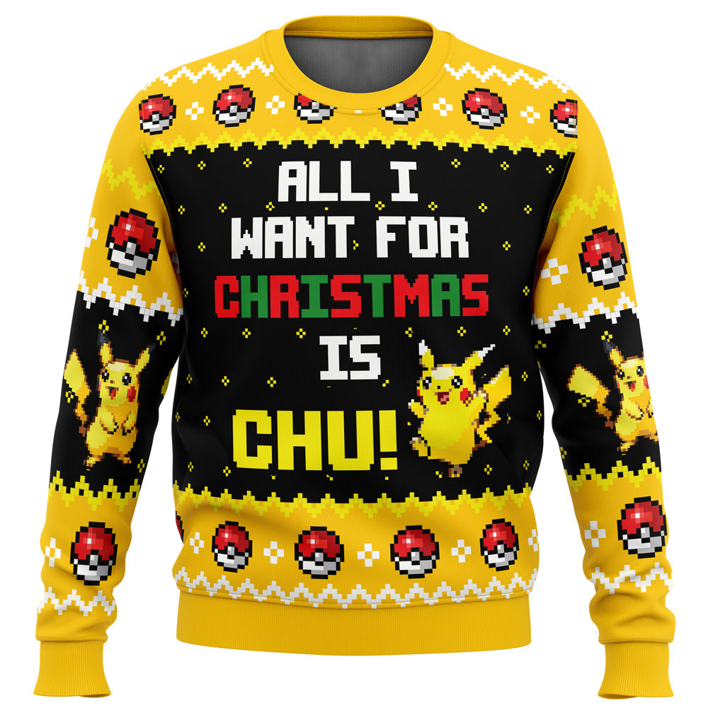All I Want Picachu Pokemon Ugly Christmas Sweater - 4XL