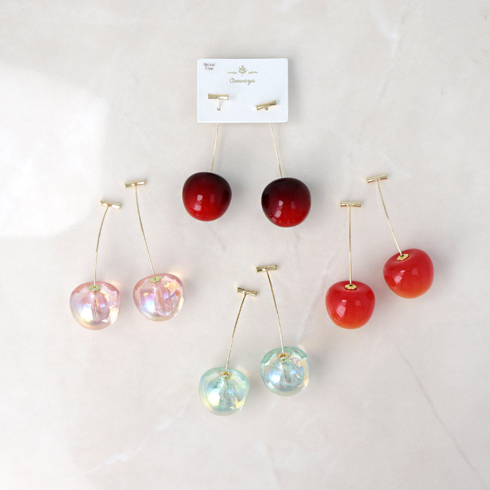 3D Cherry Drop Earrings