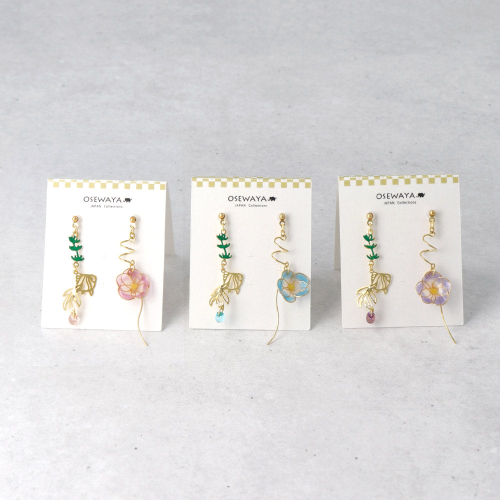 Kingyo and Asagao Mismatched Earrings