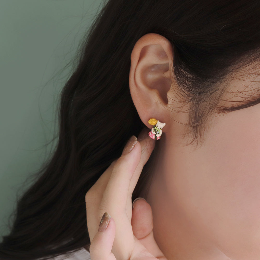 Cat and Dandelion Earrings