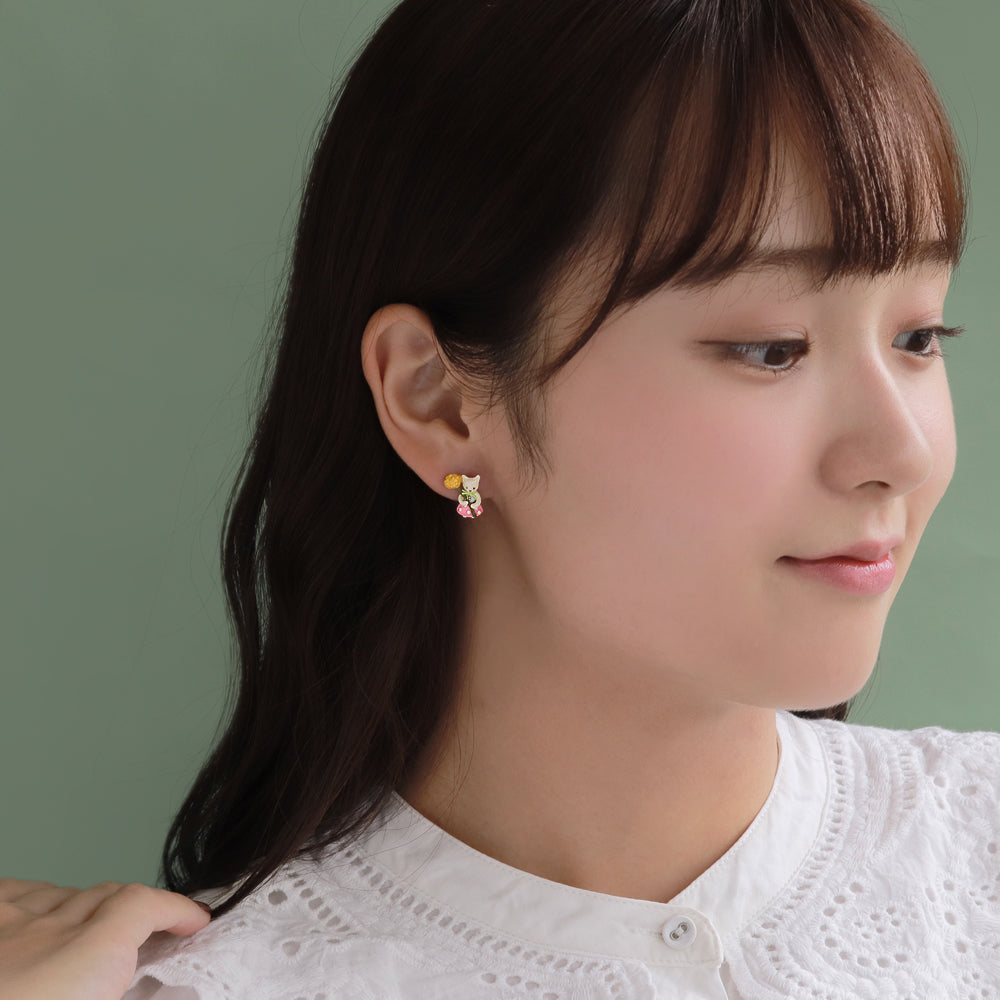 Cat and Dandelion Earrings