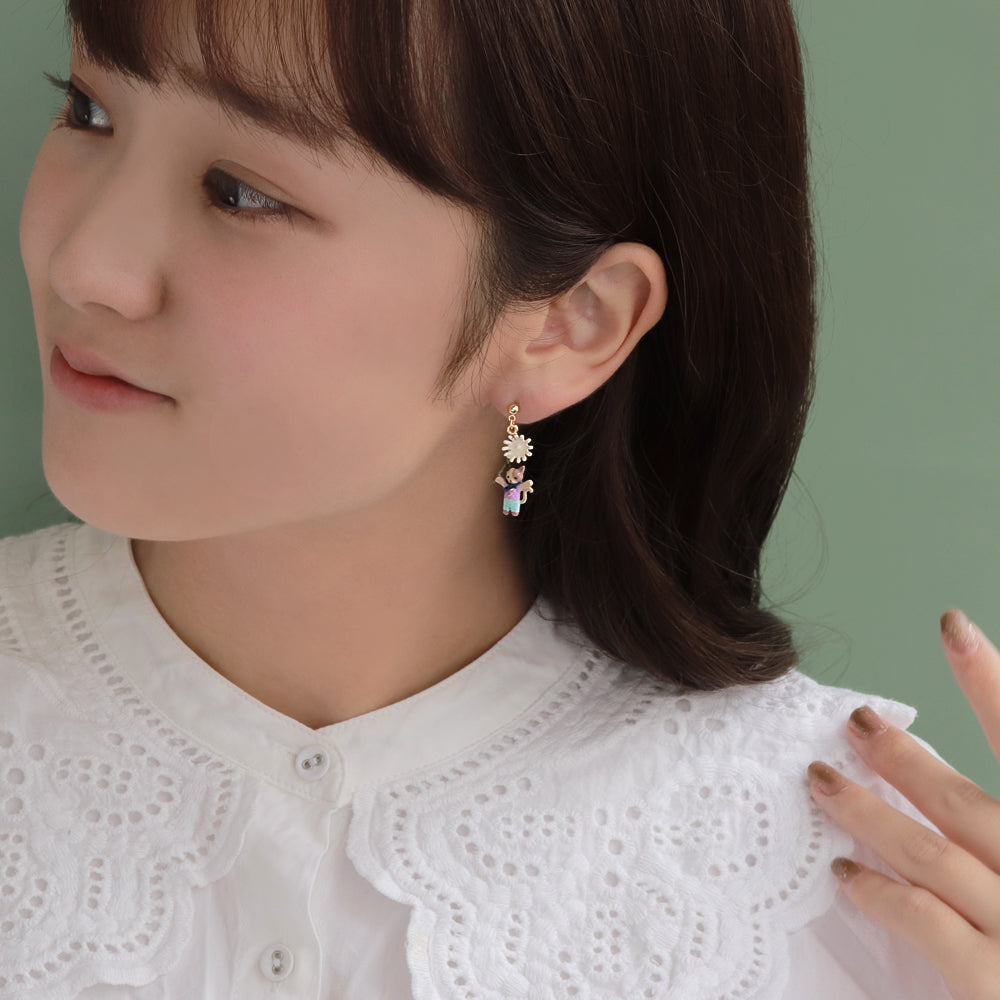 Cat and Dandelion Earrings