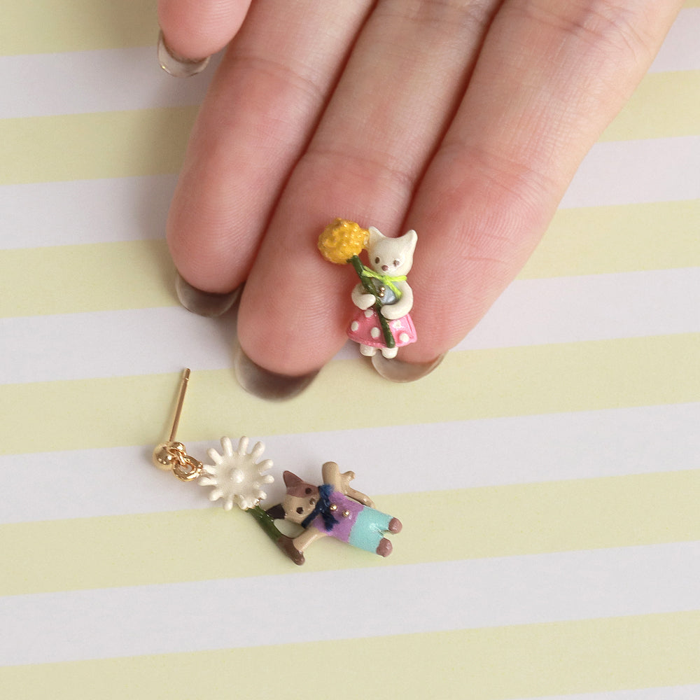 Cat and Dandelion Earrings