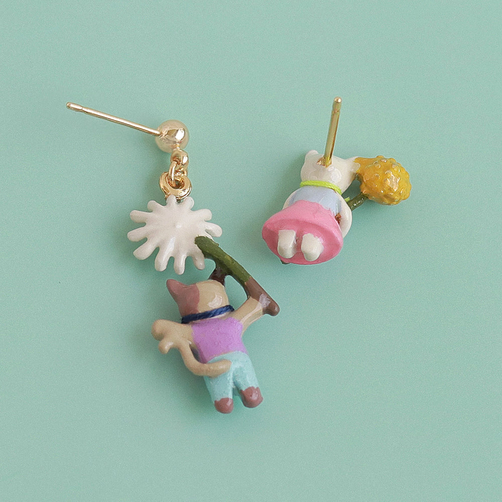Cat and Dandelion Earrings