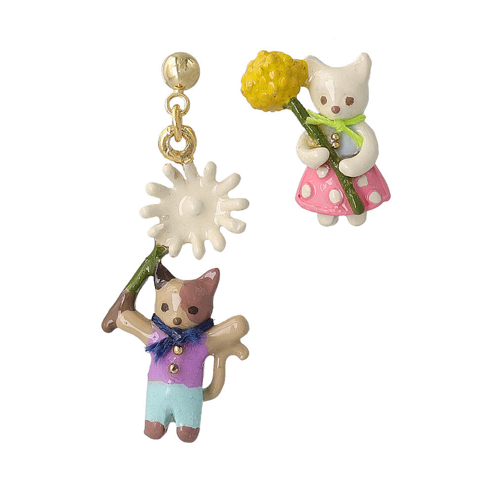 Cat and Dandelion Earrings