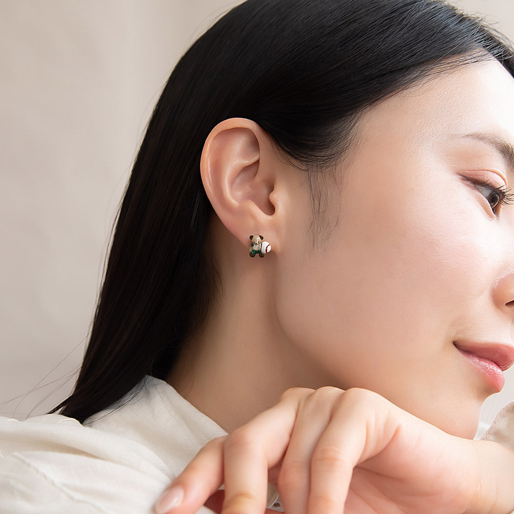 Baseball Bear Earrings