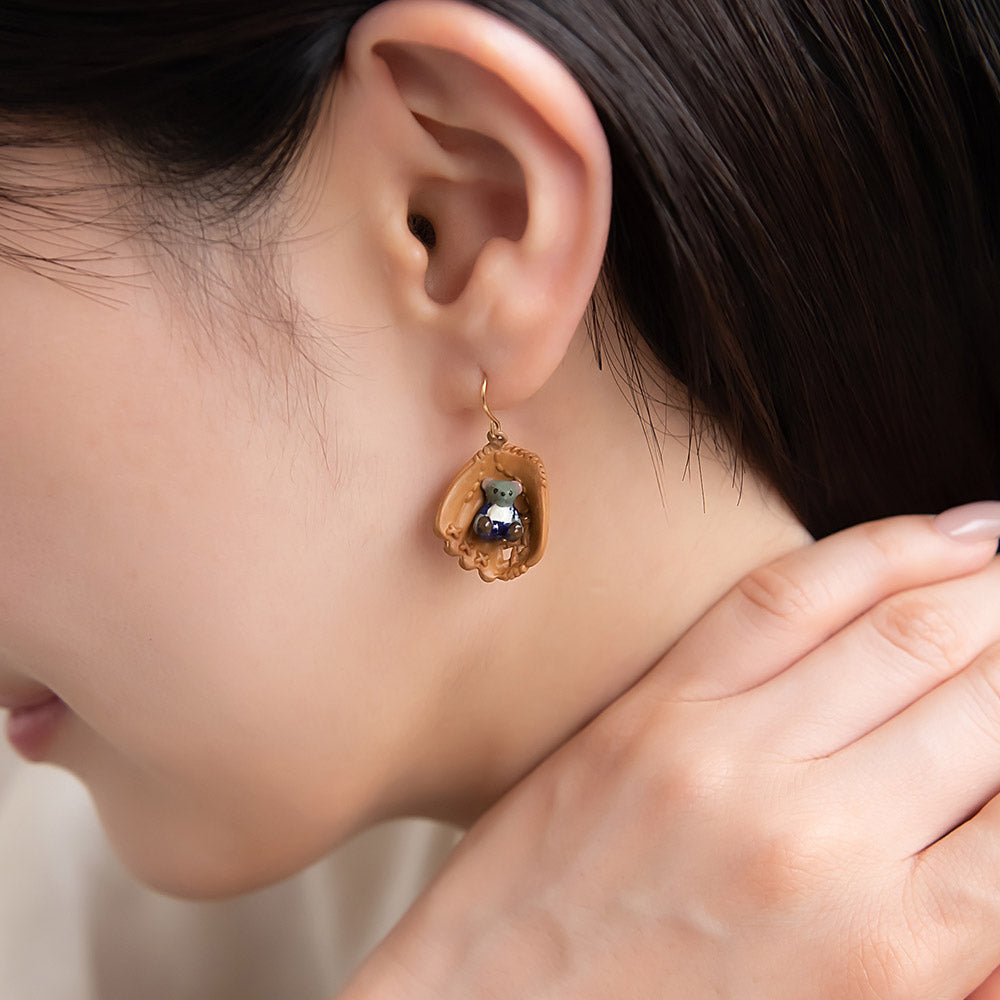 Baseball Bear Earrings