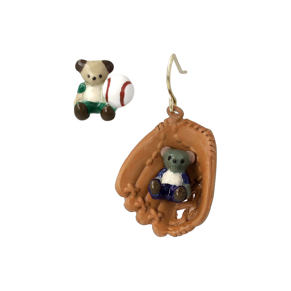 Baseball Bear Earrings