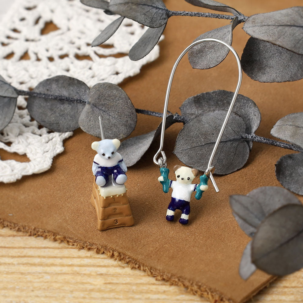 Gymnastics Bear Asymmetric Earrings