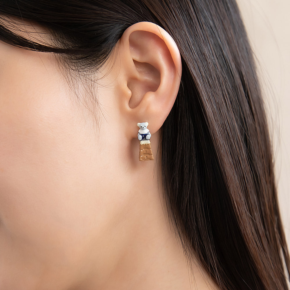 Gymnastics Bear Asymmetric Earrings