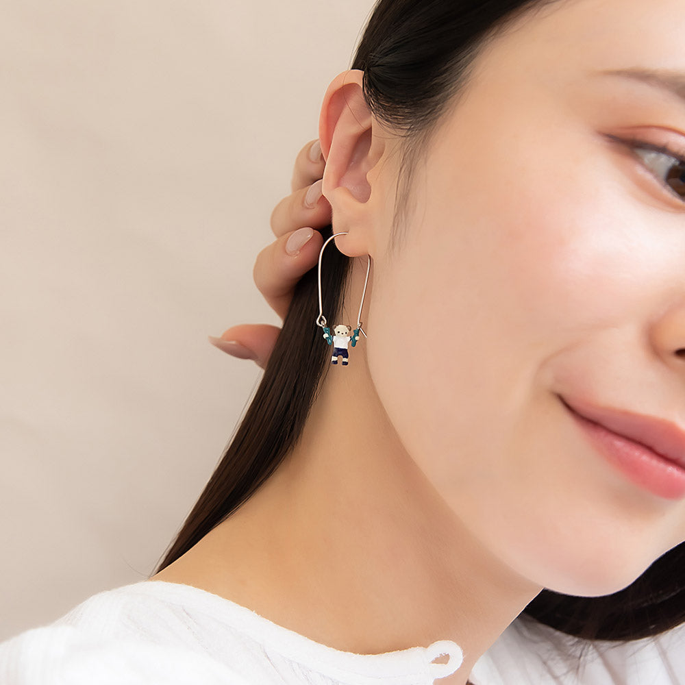 Gymnastics Bear Asymmetric Earrings
