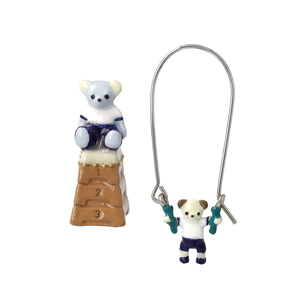Gymnastics Bear Asymmetric Earrings