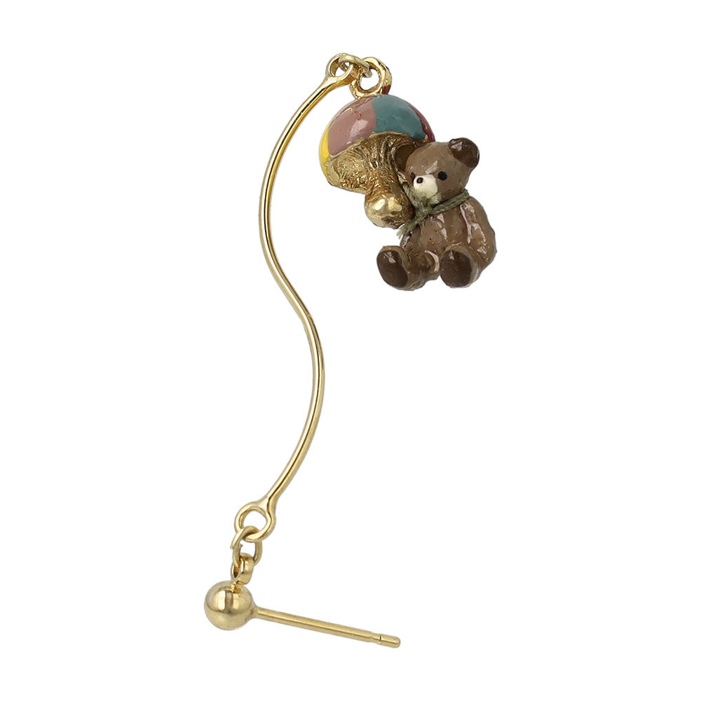 Mushroom Bear Asymmetric Earrings