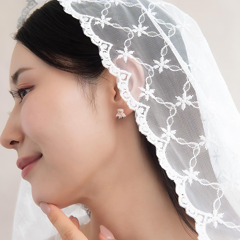 Wedding Bear Stud Earrings