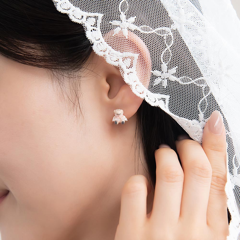 Wedding Bear Stud Earrings