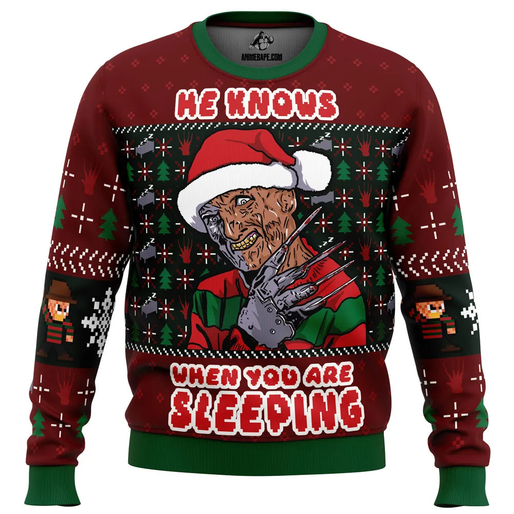 Fred Claws Christmas Freddy Krueger Ugly Christmas Sweater - 6XL