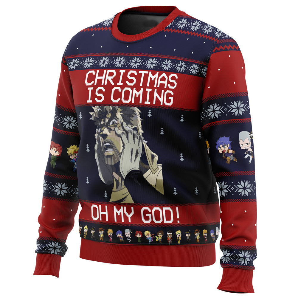 Jojo’s Bizarre Adventure Joseph Joestar Oh My God Ugly Christmas Sweater - 3XL