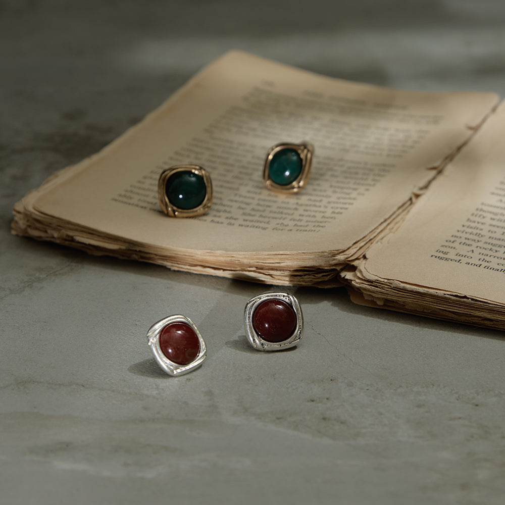 Square Dome Clip On Earrings