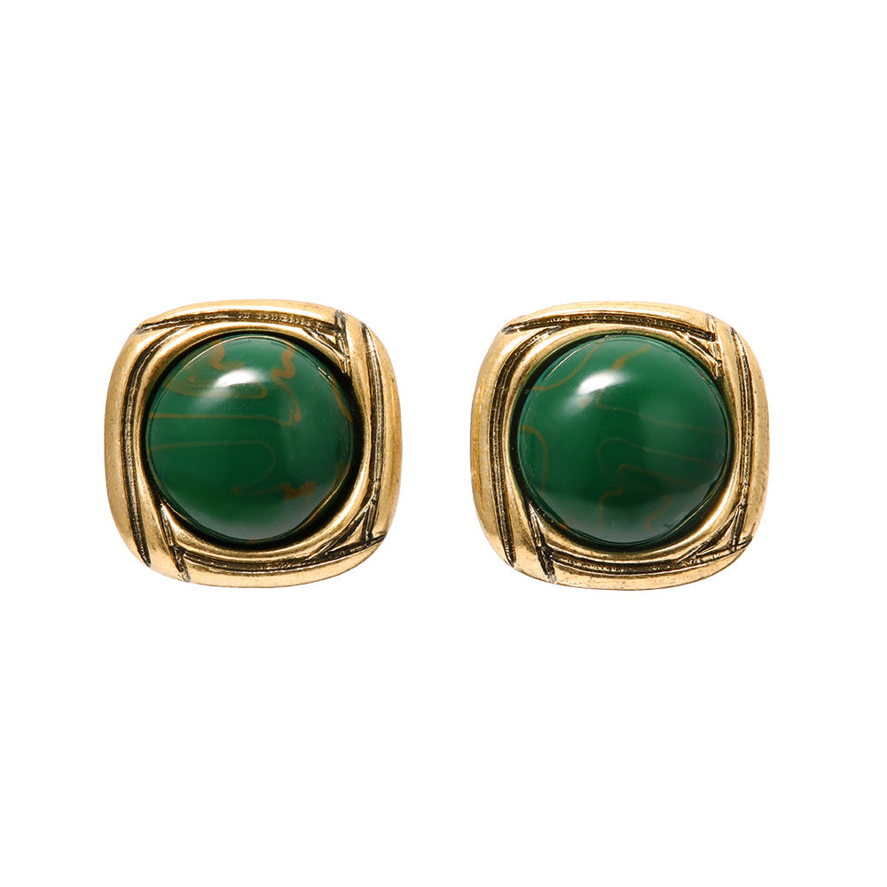 Square Dome Clip On Earrings