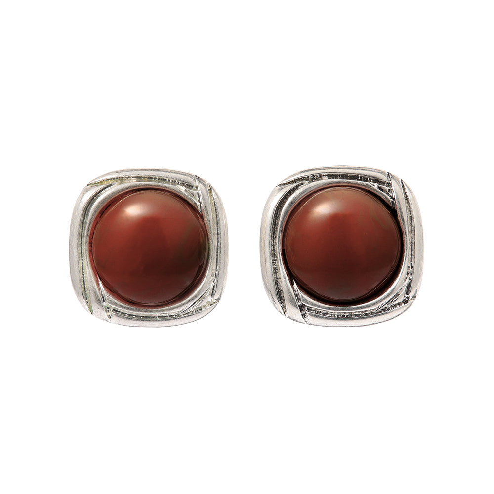 Square Dome Clip On Earrings