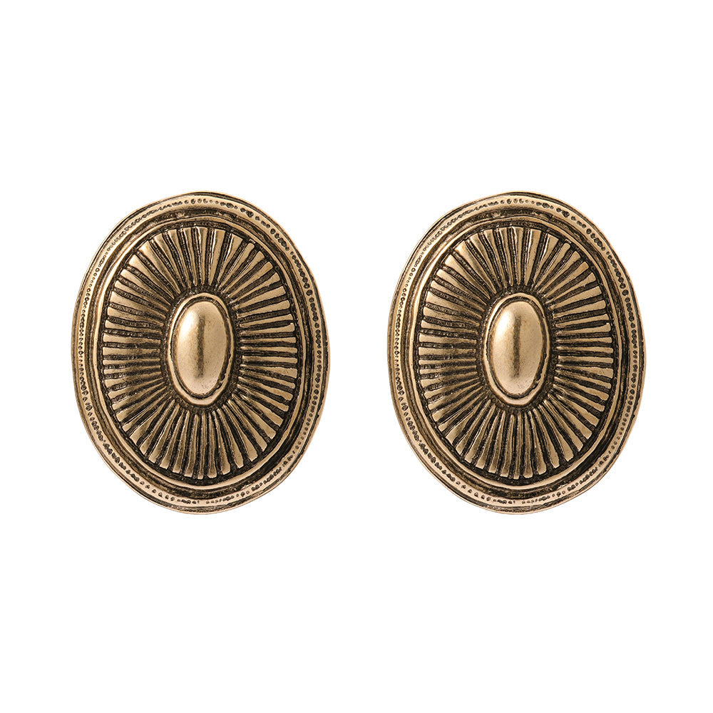 Oval Concho Clip On Earrings
