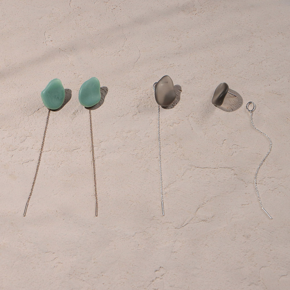 Homaika Pebble Long Chain Drop Earrings