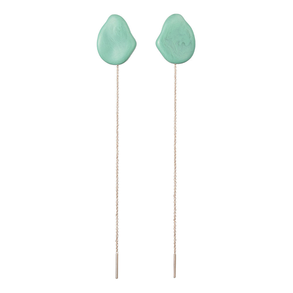 Homaika Pebble Long Chain Drop Earrings
