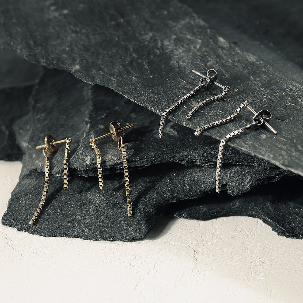 Skinny Chain Front Back Earrings