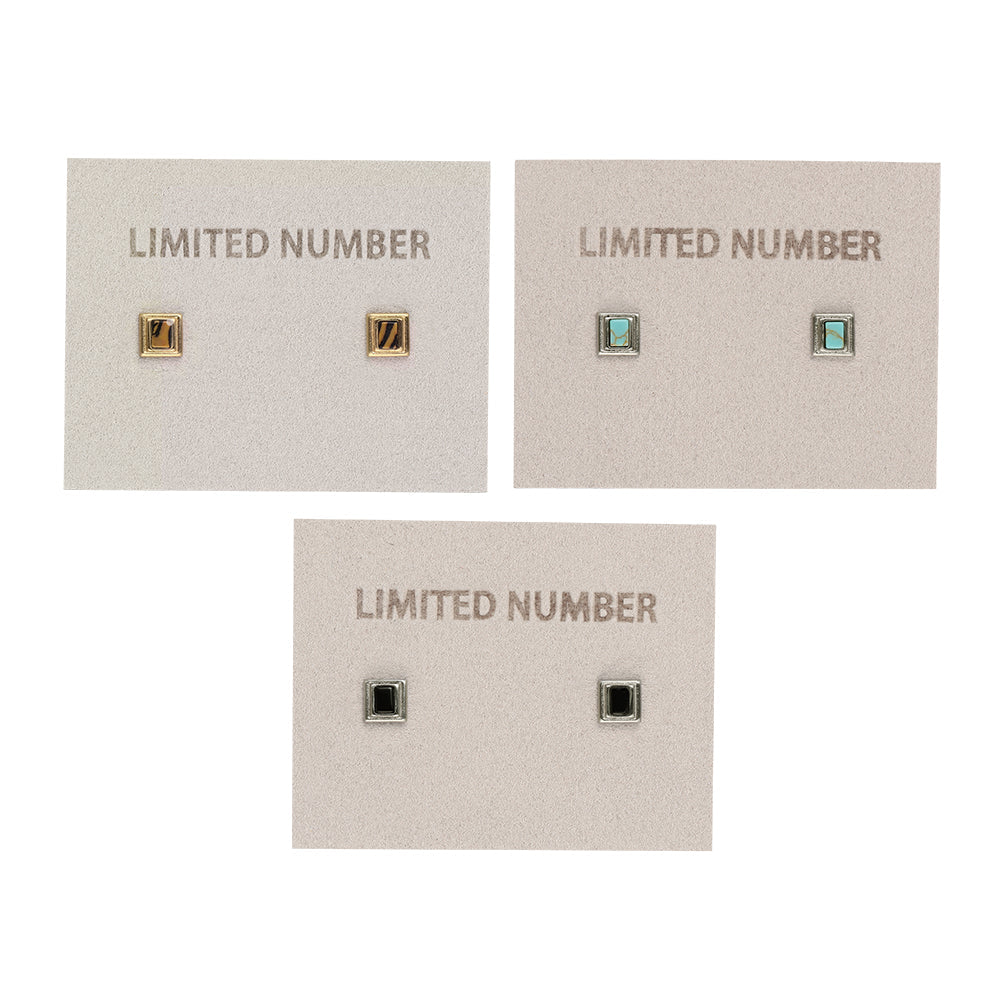 Square Frame Stone Stud Earrings