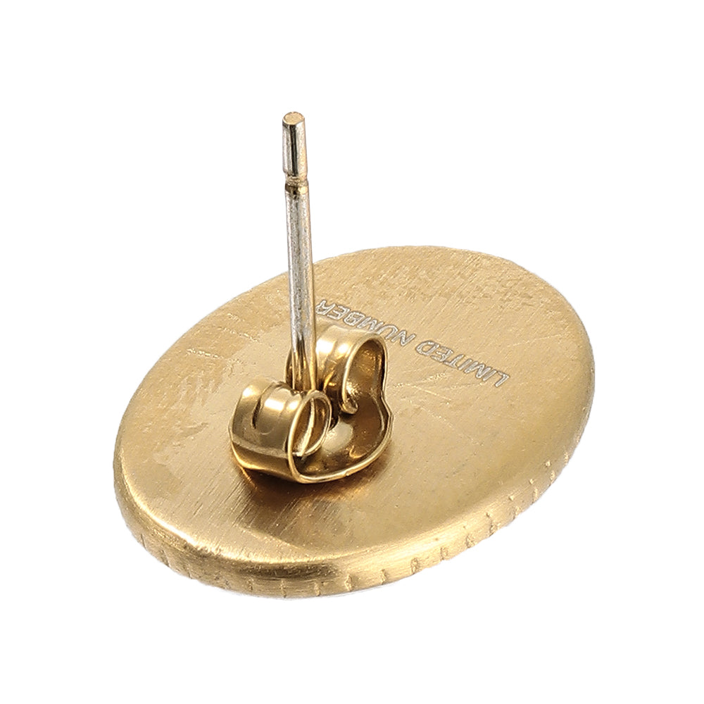 Oval Frame Stone Stud Earrings
