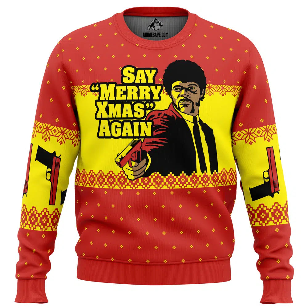 Merry Xmas Again Pulp Fiction Ugly Christmas Sweater - 6XL