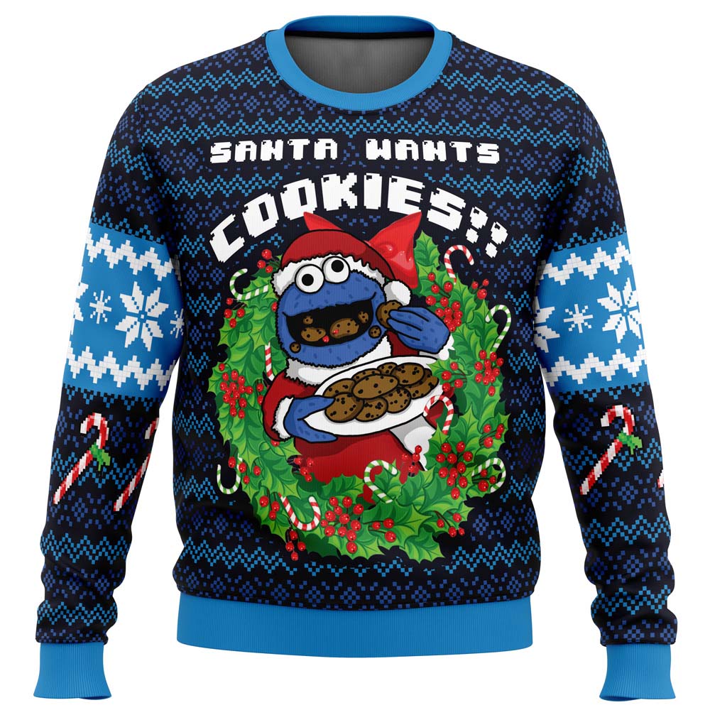 Santa’s Cookies Cookie Monster Ugly Christmas Sweater - 4XL