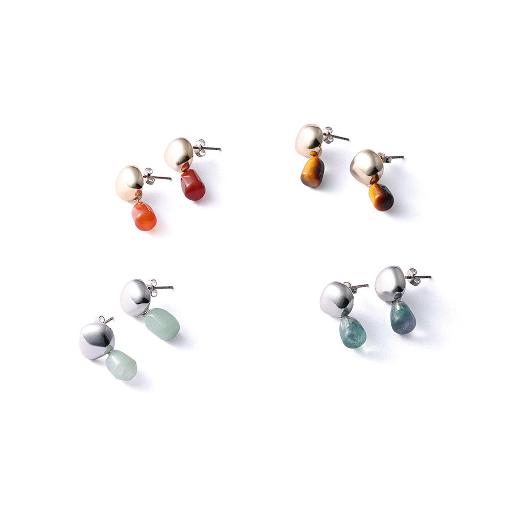 Gemstone Nugget Drop Earrings