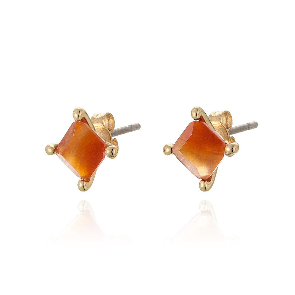 Square Gemstone Stud Earrings