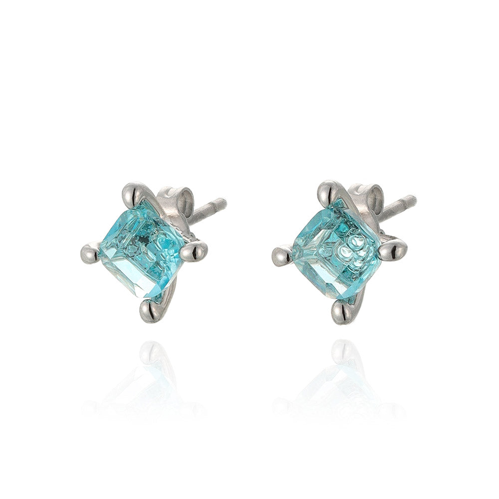 Square Gemstone Stud Earrings