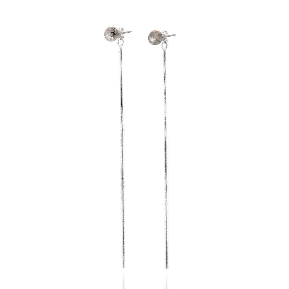Gemstone Front Back Long Drop Earrings