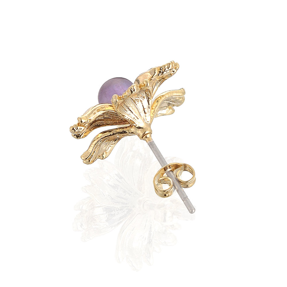 Gemstone Flower Stud Earrings