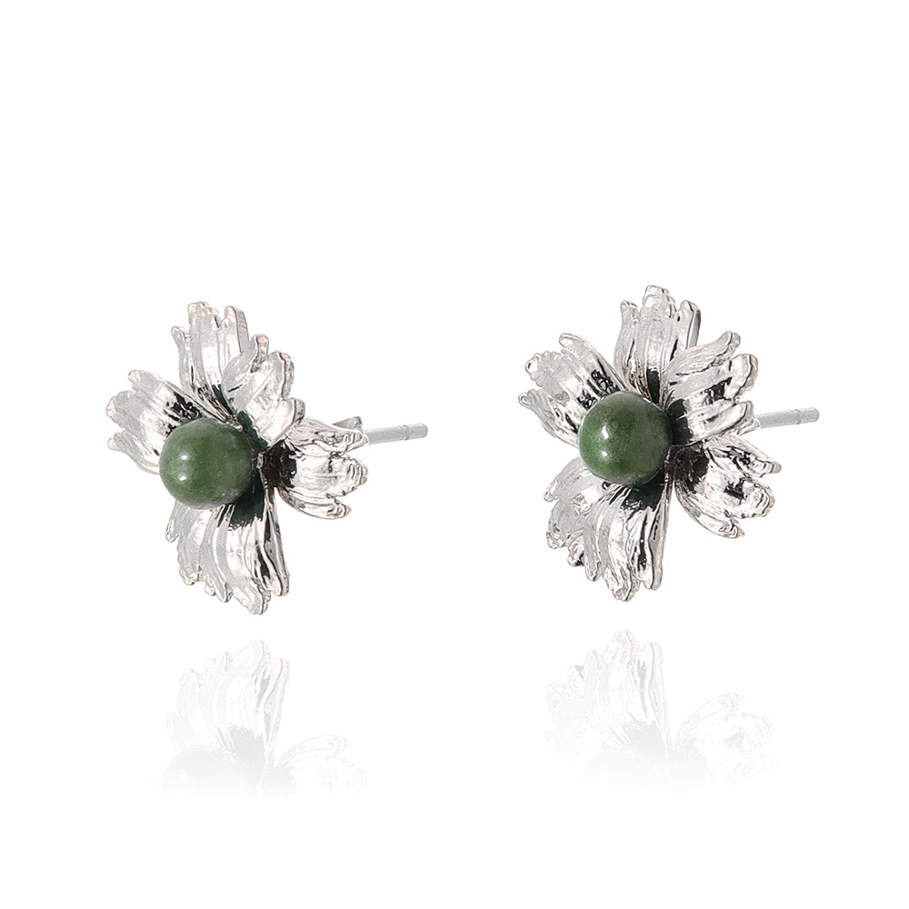 Gemstone Flower Stud Earrings