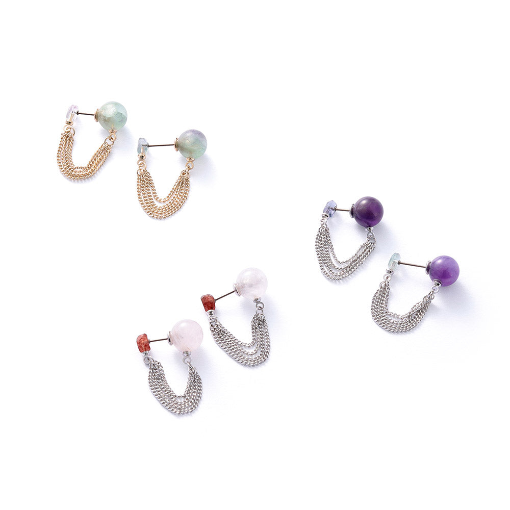 Gemstone Front Back Chain Earrings
