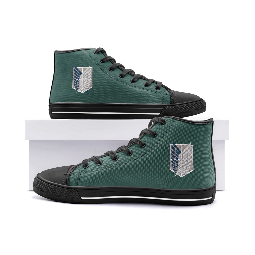 Survey Corps Attack on Titan Classic High Top Canvas Shoes - White - M US12/EU46