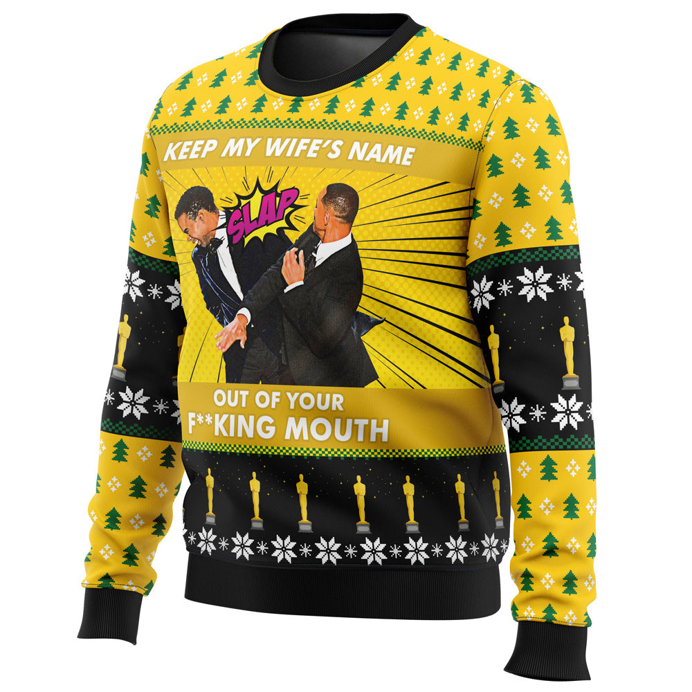 Will Smith Slaps Chris Rock Meme Ugly Christmas Sweater - 3XL